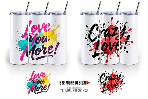 Tumbler Modern Love Notes Watercolor Sublimation artnoy 