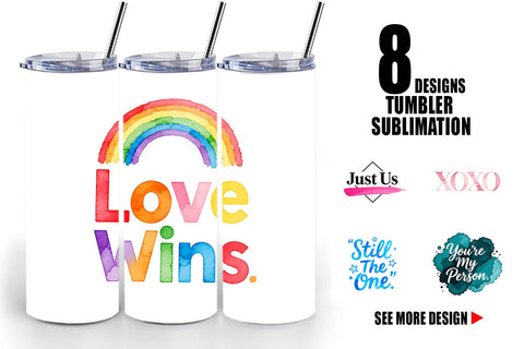 Tumbler Modern Love Notes Watercolor Sublimation artnoy 