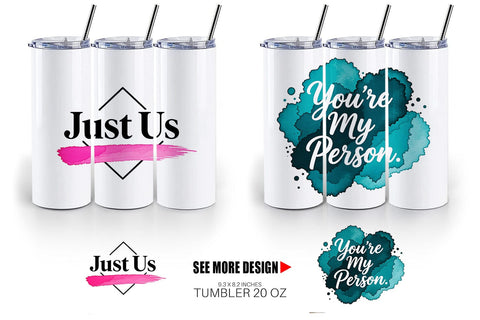 Tumbler Modern Love Notes Watercolor Sublimation artnoy 