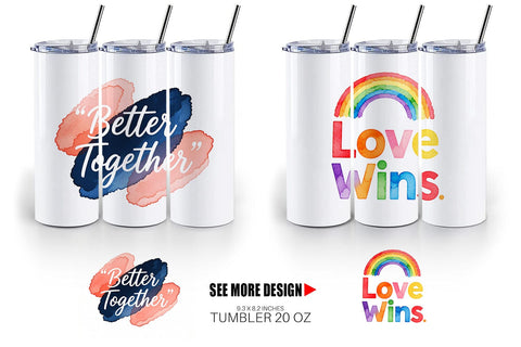 Tumbler Modern Love Notes Watercolor Sublimation artnoy 