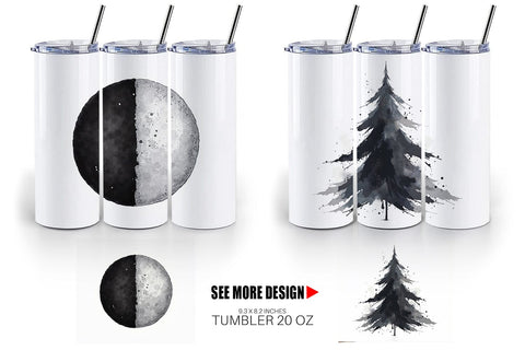 Tumbler Modern Monochrome & Silver Christmas Sublimation artnoy 