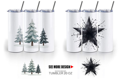 Tumbler Modern Monochrome & Silver Christmas Sublimation artnoy 