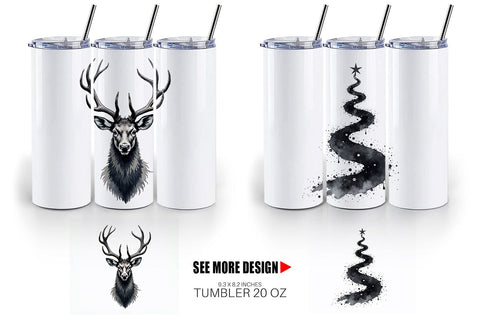 Tumbler Modern Monochrome & Silver Christmas Sublimation artnoy 