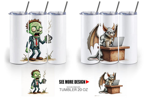 Tumbler Monday Morning Zombies Office Coffee Humor Sublimation artnoy 