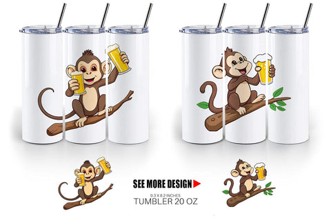 Tumbler Monkey Beer Day Sublimation artnoy 