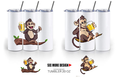 Tumbler Monkey Beer Day Sublimation artnoy 