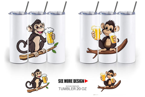 Tumbler Monkey Beer Day Sublimation artnoy 