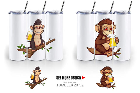 Tumbler Monkey Beer Day Sublimation artnoy 