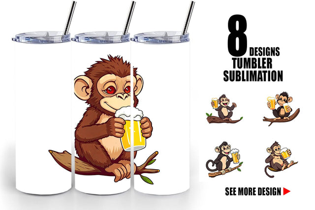 Tumbler Monkey Beer Day Sublimation artnoy 