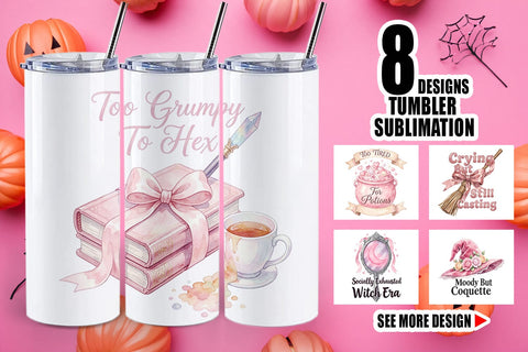 Tumbler Moody Coquette Spell Watercolor Sublimation artnoy 
