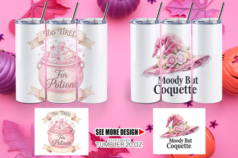 Tumbler Moody Coquette Spell Watercolor Sublimation artnoy 