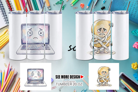 Tumbler Moody Desk Mascot Teacher Watercolor Sublimation artnoy 