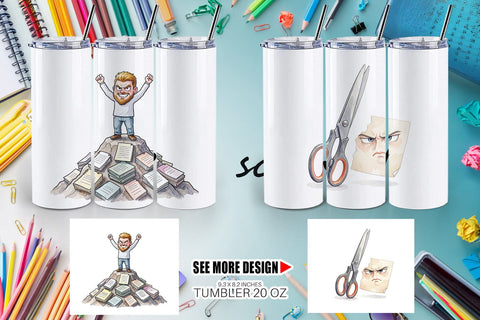 Tumbler Moody Desk Mascot Teacher Watercolor Sublimation artnoy 