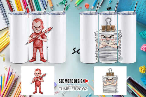 Tumbler Moody Desk Mascot Teacher Watercolor Sublimation artnoy 