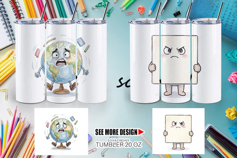 Tumbler Moody Desk Mascot Teacher Watercolor Sublimation artnoy 