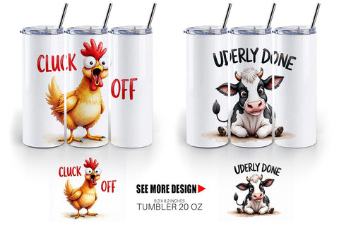 Tumbler Moody Farm Animal Watercolor Quotes Sublimation artnoy 