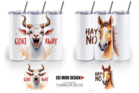 Tumbler Moody Farm Animal Watercolor Quotes Sublimation artnoy 