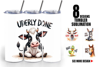 Tumbler Moody Farm Animal Watercolor Quotes Sublimation artnoy 