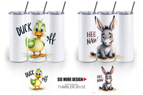 Tumbler Moody Farm Animal Watercolor Quotes Sublimation artnoy 