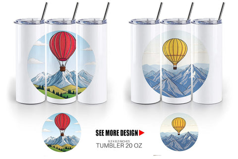 Tumbler Mountain Hot Air Balloon Sublimation artnoy 