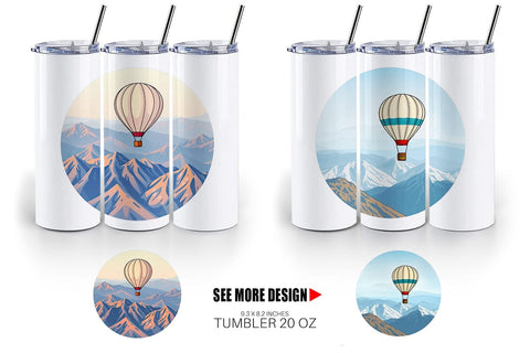 Tumbler Mountain Hot Air Balloon Sublimation artnoy 