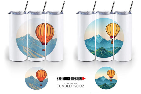 Tumbler Mountain Hot Air Balloon Sublimation artnoy 