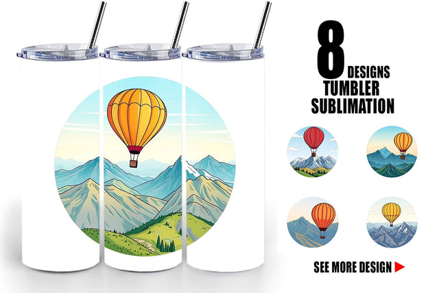 Tumbler Mountain Hot Air Balloon Sublimation artnoy 