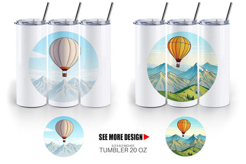 Tumbler Mountain Hot Air Balloon Sublimation artnoy 