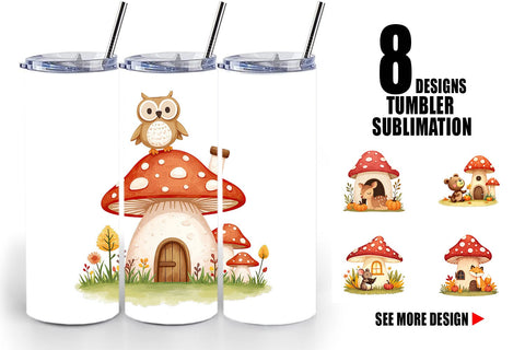 Tumbler Mushroom Forest Friends Sublimation artnoy 
