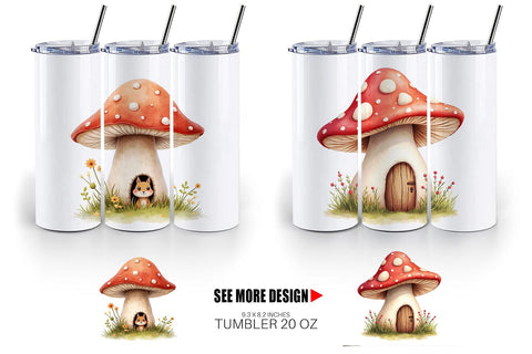 Tumbler Mushroom Homes Sublimation artnoy 