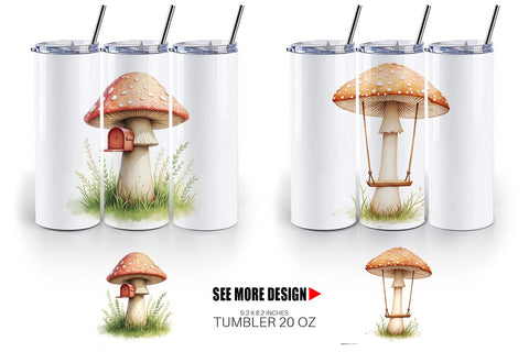 Tumbler Mushroom Homes Sublimation artnoy 