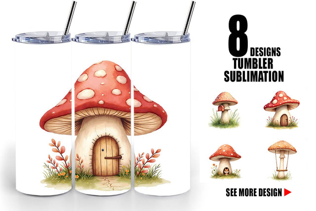 Tumbler Mushroom Homes Sublimation artnoy 