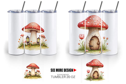 Tumbler Mushroom Homes Sublimation artnoy 