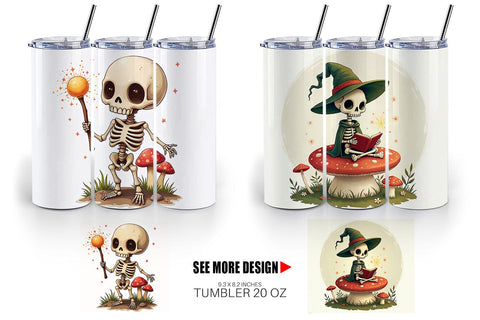 Tumbler Mushroom Mage Skeletons Sublimation artnoy 