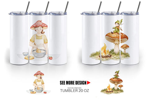 Tumbler Mushroom Village Friends Sublimation artnoy 