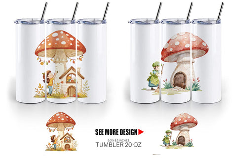 Tumbler Mushroom Village Friends Sublimation artnoy 