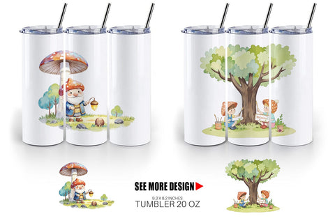 Tumbler Mushroom Village Friends Sublimation artnoy 