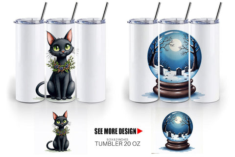 Tumbler Mystical Macabre Yule Watercolor Sublimation artnoy 