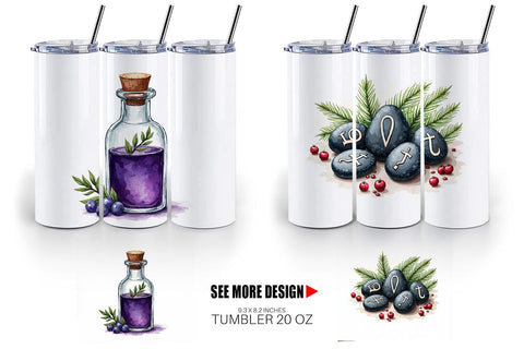 Tumbler Mystical Macabre Yule Watercolor Sublimation artnoy 
