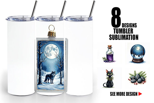 Tumbler Mystical Macabre Yule Watercolor Sublimation artnoy 