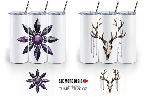Tumbler Mystical Macabre Yule Watercolor Sublimation artnoy 