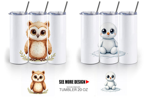 Tumbler Mythical Snow Creatures Watercolor Sublimation artnoy 