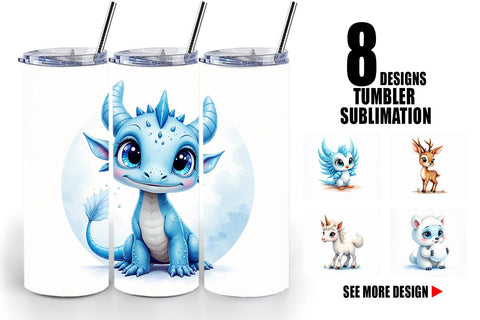 Tumbler Mythical Snow Creatures Watercolor Sublimation artnoy 