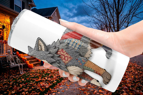Tumbler Nocturnal Animal Patchwork Fabric Art Sublimation artnoy 