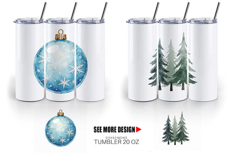 Tumbler Nordic Winter Watercolor Christmas Sublimation artnoy 