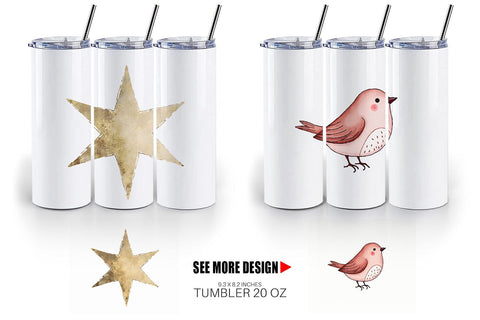 Tumbler Nordic Winter Watercolor Christmas Sublimation artnoy 