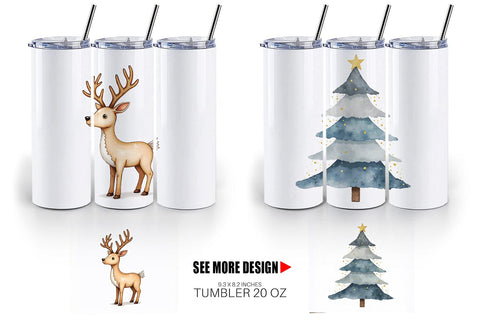 Tumbler Nordic Winter Watercolor Christmas Sublimation artnoy 
