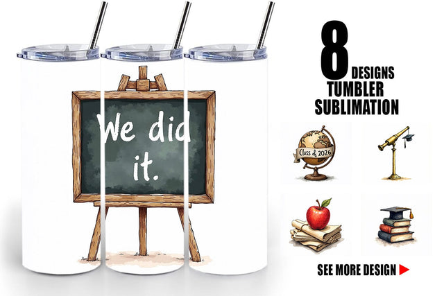 Tumbler Nostalgic Academia Vintage School Supplies Sublimation artnoy 