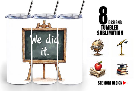 Tumbler Nostalgic Academia Vintage School Supplies Sublimation artnoy 