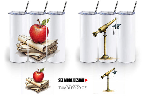 Tumbler Nostalgic Academia Vintage School Supplies Sublimation artnoy 